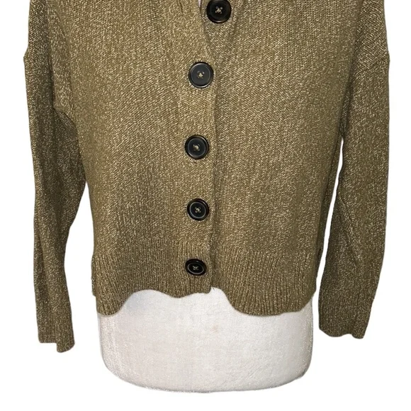 Madewell Broadway Marled Olive Green Cropped Cardigan - XS - Picture 8 of 16